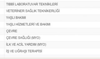 Sağlık Lisans Tamamlama Bölümleri 2015