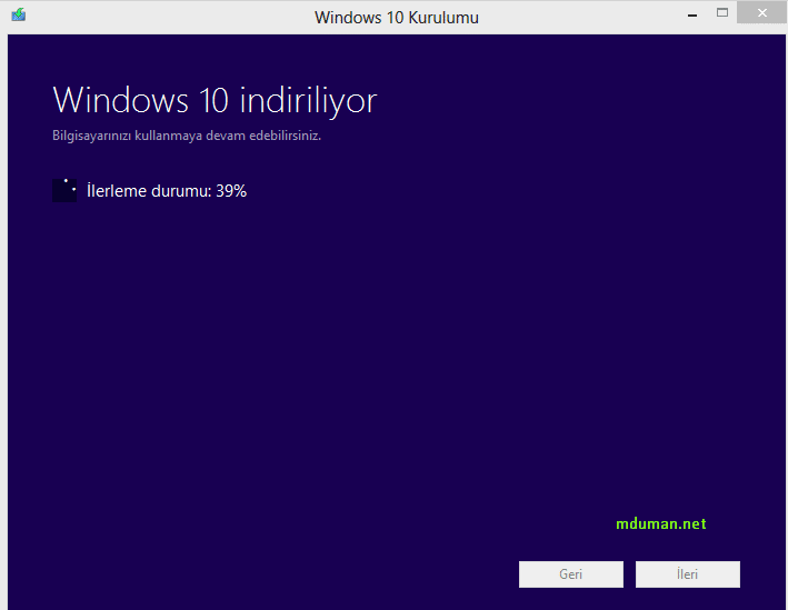 Windows 10 yükseltme işlemi